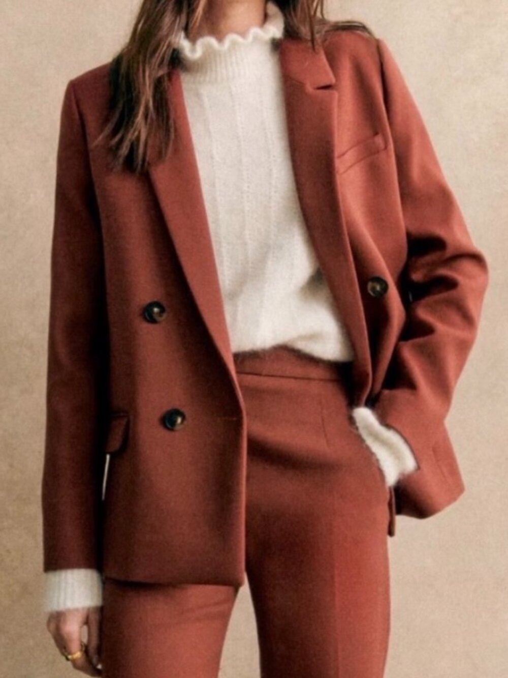 Sezane Wool Christie Jacket Blazer Brown Size 2